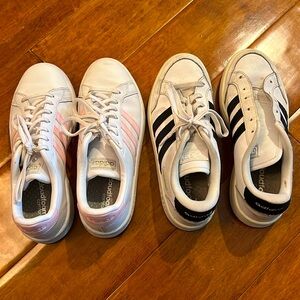 ❤️ 3 for $15. Adidas sneakers.  Women’s size 7.  Pink/white & black/white.
